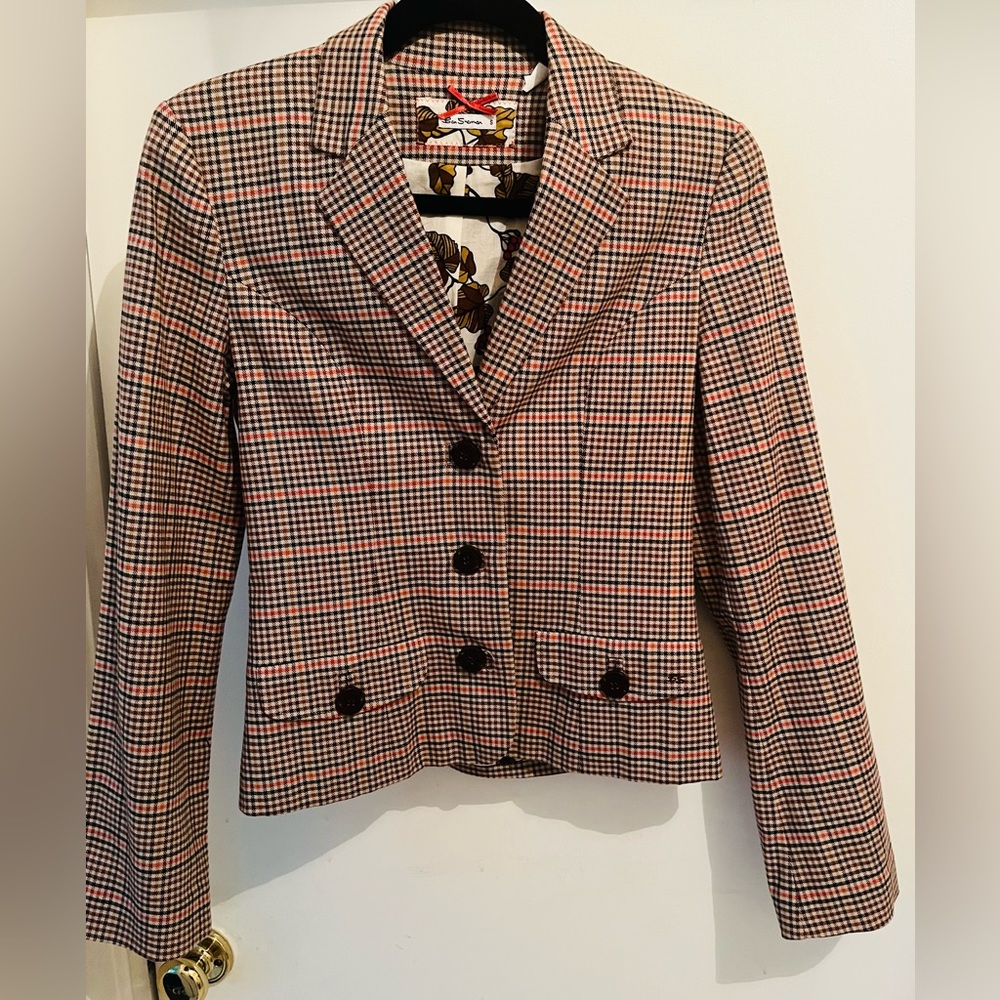 Ben Sherman Plaid 3 Button Equestrian Stretch Blazer | Size Small